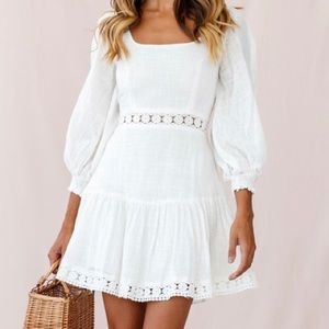 Sweetheart Corset-Back Lantern Sleeve Dress